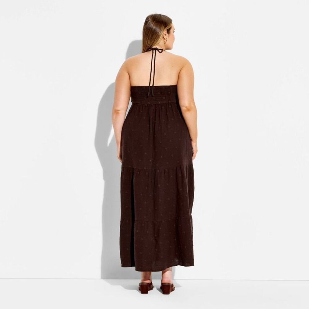 Wild Fable - Women's Gauze Halter Maxi Dress - Wild Fable Dark Brown - Picture 3 of 4